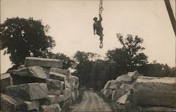 Erie Canal: Man Hanging from Crane Postcard