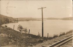 A Telegraph Pole On the Black River In Carthage, New York. Postcard