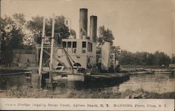 Steam Dredge, Digging Barge Canal Postcard