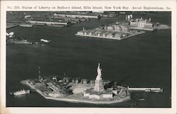 Statue Of Liberty on Bedloe's Island, Ellis Island, New York Bay Postcard