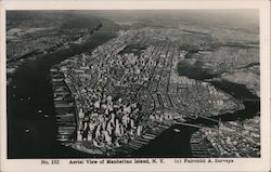 Aerial View of Manhattan Island Postcard