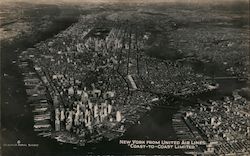 Aerial View New York City from United Air Lines Coast-to-Coast Limited Postcard