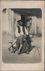 Black or Asian Man Spanking Boy Over Knee Postcard