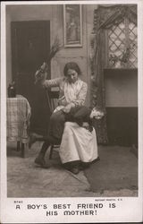 A Boy's Best Friend is His Mother Mother Spanking Son Postcard