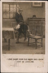Daddy Spanks Boy With Stick Postcard