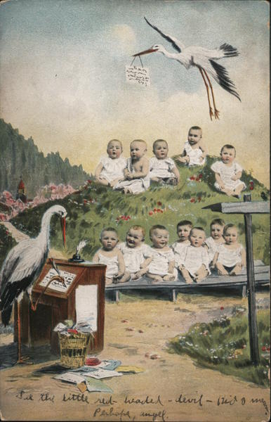 Multiple Babies Waiting to be Delivered by Stork