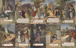 Complete Set of 10: "Ten Commandments" Embossed Postcard