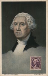George Washington The Stuart Portrait w/Stamp on Front Postcard