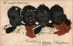 To Wish You a Happy Christmas Black Americana Postcard Postcard Postcard