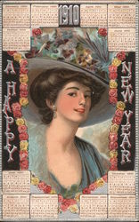 A Happy New Year 1910 Postcard