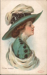 A Lone Woman With A Hat Postcard