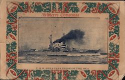 A Merry Christmas - USS Arkansas, Pride Of The Sea Postcard