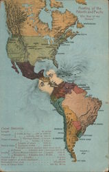 Americas Map - Meeting Of The Atlantic And Pacific Panma Panama Postcard Postcard Postcard