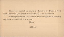 The New Century Life Insurance Company Postcard