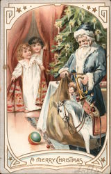 A Merry Christmas, Santa in Blue Robe Postcard