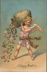 A Happy New Year Angels & Cherubs Postcard Postcard Postcard