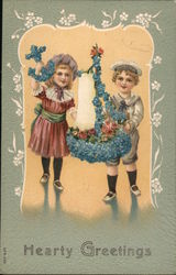 Kids And Flowers - Heartly Greetings Postcard