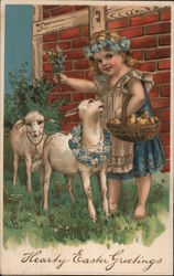 Hearty Easter Greetings With Lambs Postcard Postcard Postcard