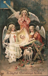 A Joyful Christmas to You Angels and Baby Postcard