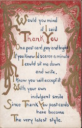 Would Ypu Mind If I Said Thank You Phrases & Sayings Postcard Postcard 