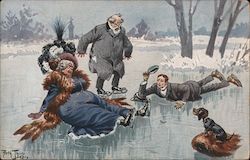 Ice Skating - A Group Fell Down Postcard