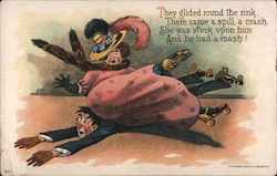 Roller Skating - They Glided Round The Nik Postcard