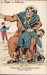 French, WWI: Mother Spanking German Soldier Postcard Postcard Postcard