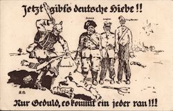 German Soldier Beating French Man Postcard