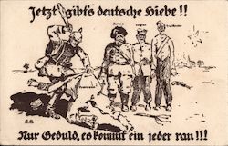 German Soldier Beating French Man World War I Postcard Postcard Postcard