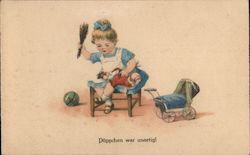 Girl Spanks Doll Postcard