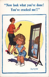 "Now Look what You've Done! You've Cracked me" Girl was spanked and thinks her butt is cracked open. Postcard