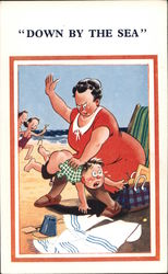 Woman Spanks By at Beach Postcard