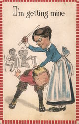 "I'm Getting Mine" Kid being spanked in front of class Spanking Postcard Postcard Postcard