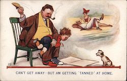 Man Spanking Child with Shoe Postcard