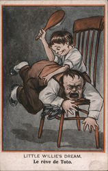 Boy Spanks Man with Hairbrush Postcard