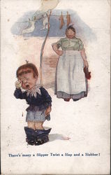 Mother Spanking Boy Postcard