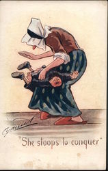 Woman Spanks Man Postcard