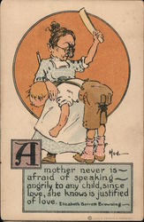 Mother Spanking Son with Paddle Postcard