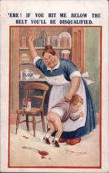 Woman Spanking Boy With Hand Postcard