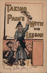 Woman Spanking Boy Postcard