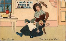 Mother Spanks Boy with Shoe Postcard