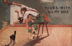 Man Spanking Boy with Shoe Postcard