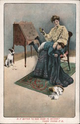 Woman Spanks Child with Shoe Postcard