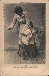 Woman Spanks Child With Cane Postcard