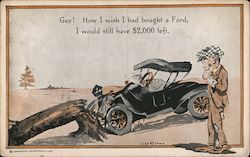 Gee! How I wish I had Bought a Ford Man With Car Postcard