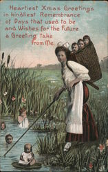 Christmas greetings with multiple babies Postcard