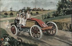 Multiple Babies In A Racecar Postcard