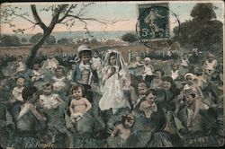 Multiple babies growing in a cabbage patch Postcard