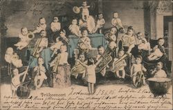 Multiple Babies Playing Instruments in a Band Postcard