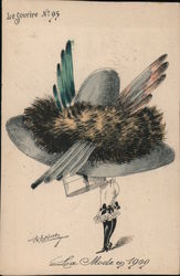 Woman with Big Gray Hat with Feathers Hats TS Roberts Postcard Postcard Postcard